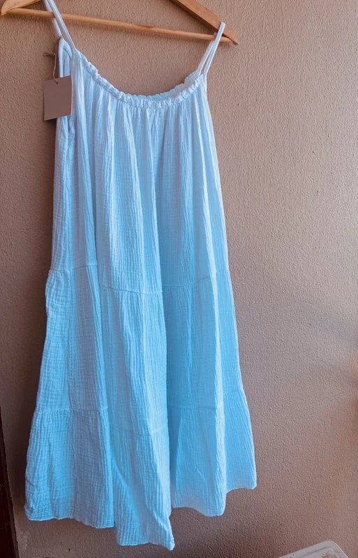 Vestido Midi em Algodão Branco NOVO - Tamanho Único